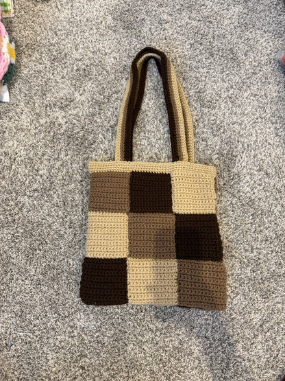 Crochet Brown & Tan Checkard