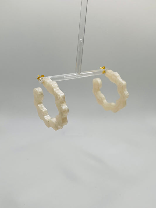 White hoop Resin Earrings