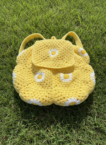 Crochet Yellow Daisy Backpack