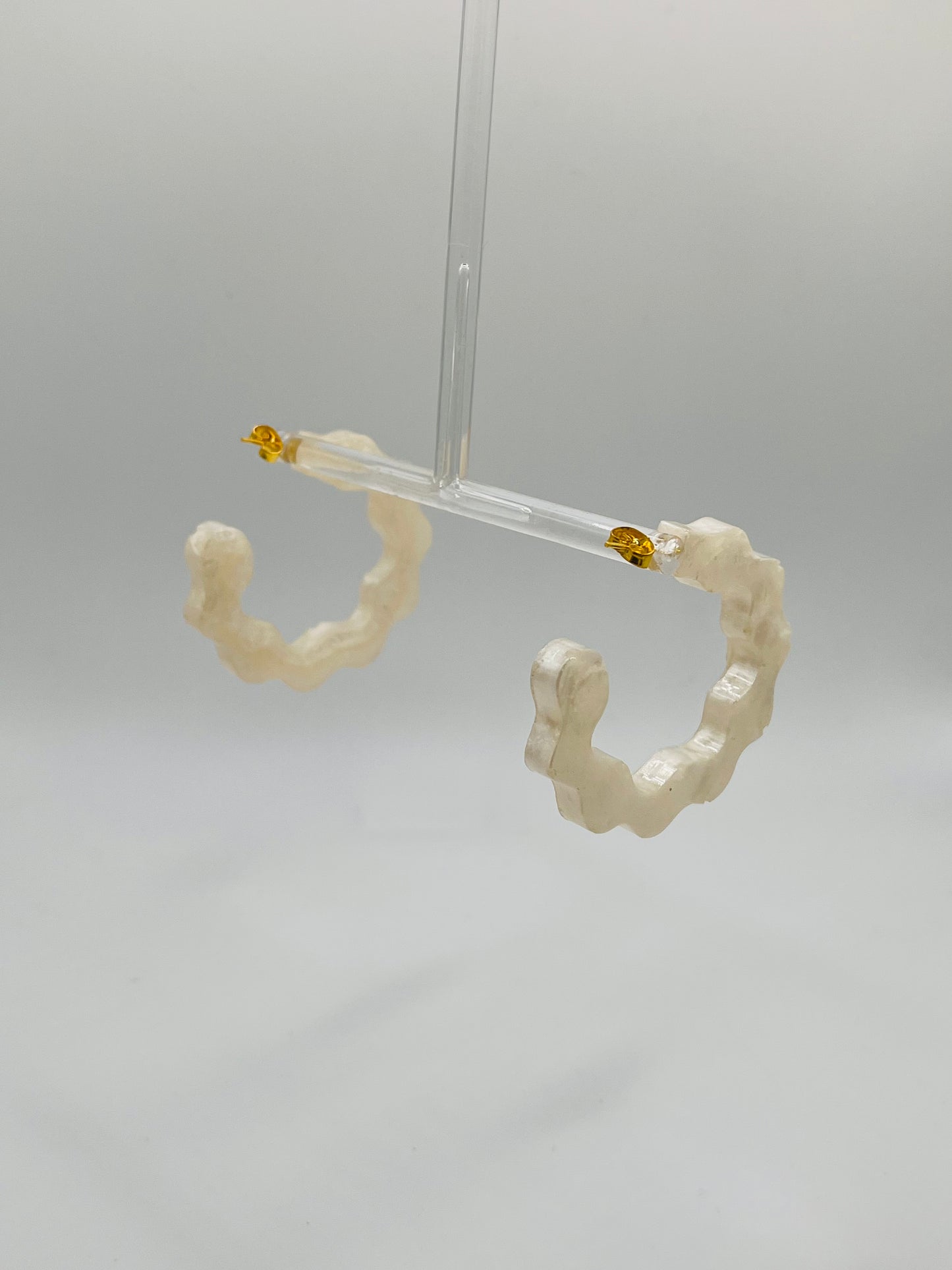 White hoop Resin Earrings