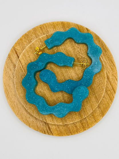 Sea Blue hoop Resin Earrings