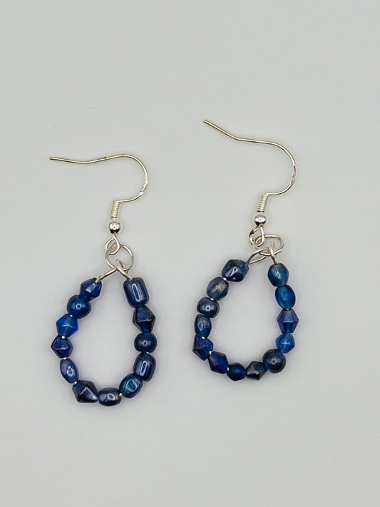 Blue Hoops Dangle Beaded Earrings