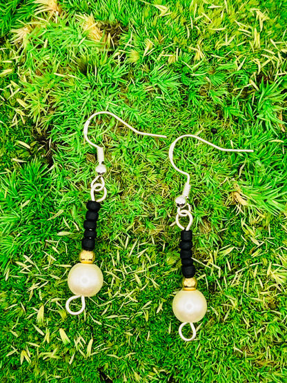 Black Fancy Beaded Earrings