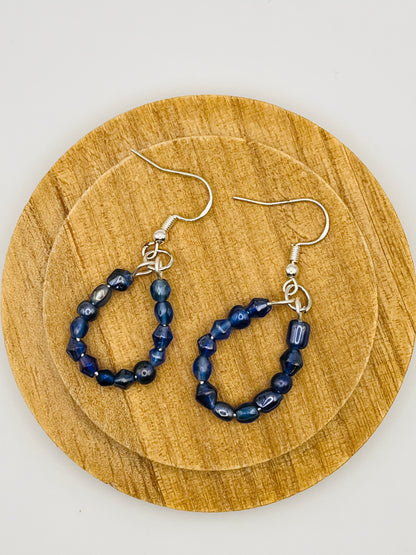 Blue Hoops Dangle Beaded Earrings