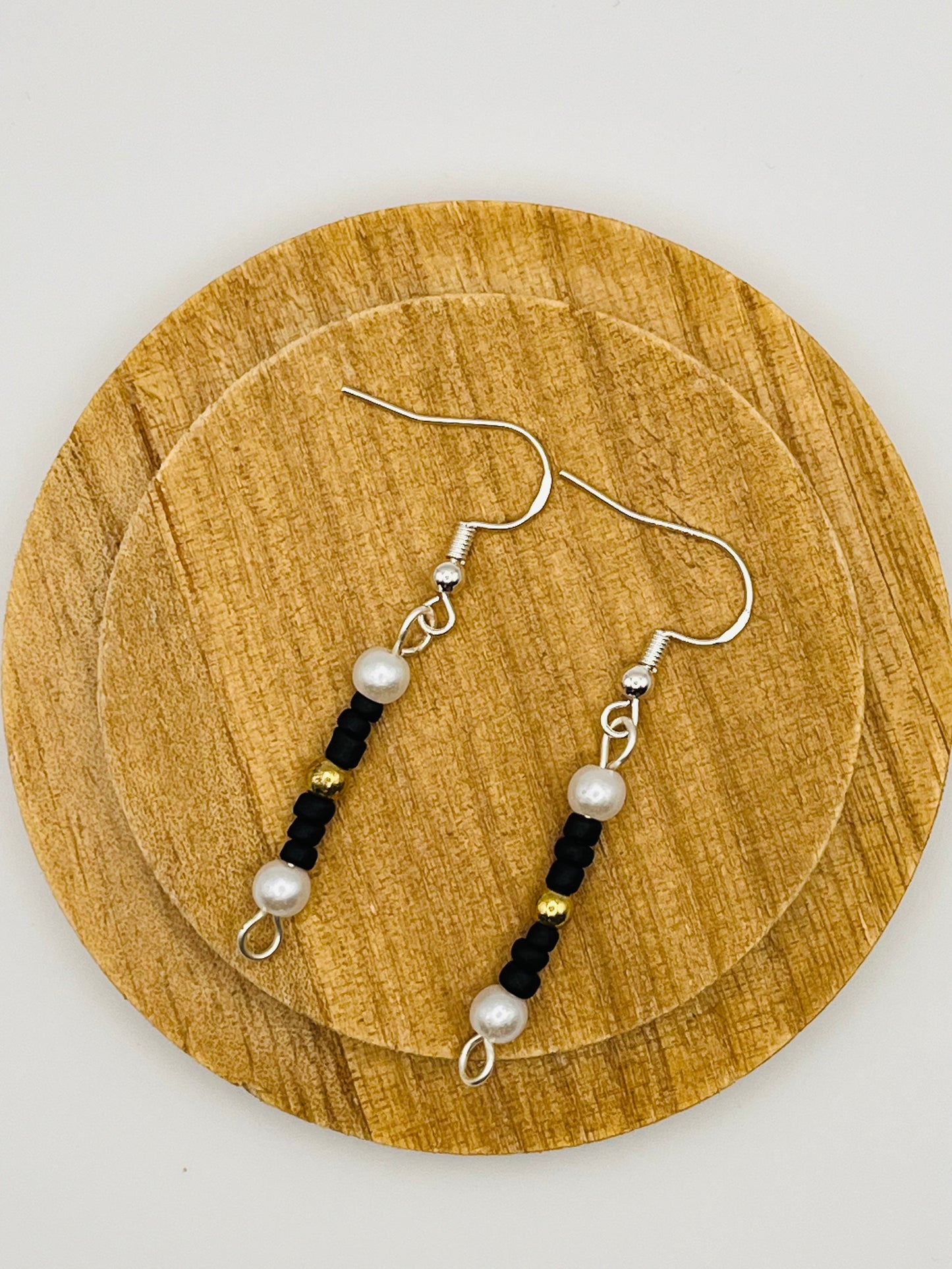 Black Fancy Beaded Earrings