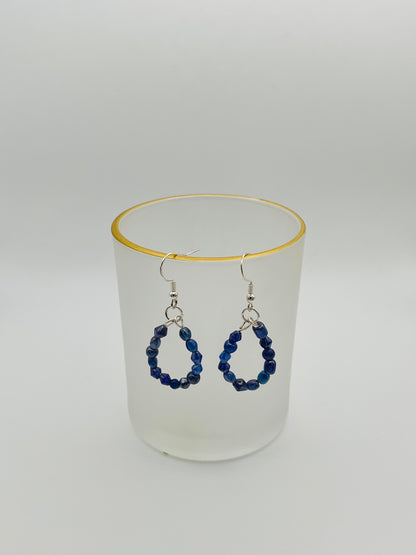 Blue Hoops Dangle Beaded Earrings