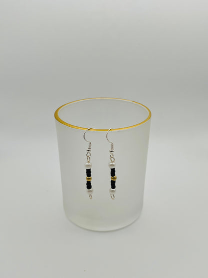 Black Fancy Beaded Earrings