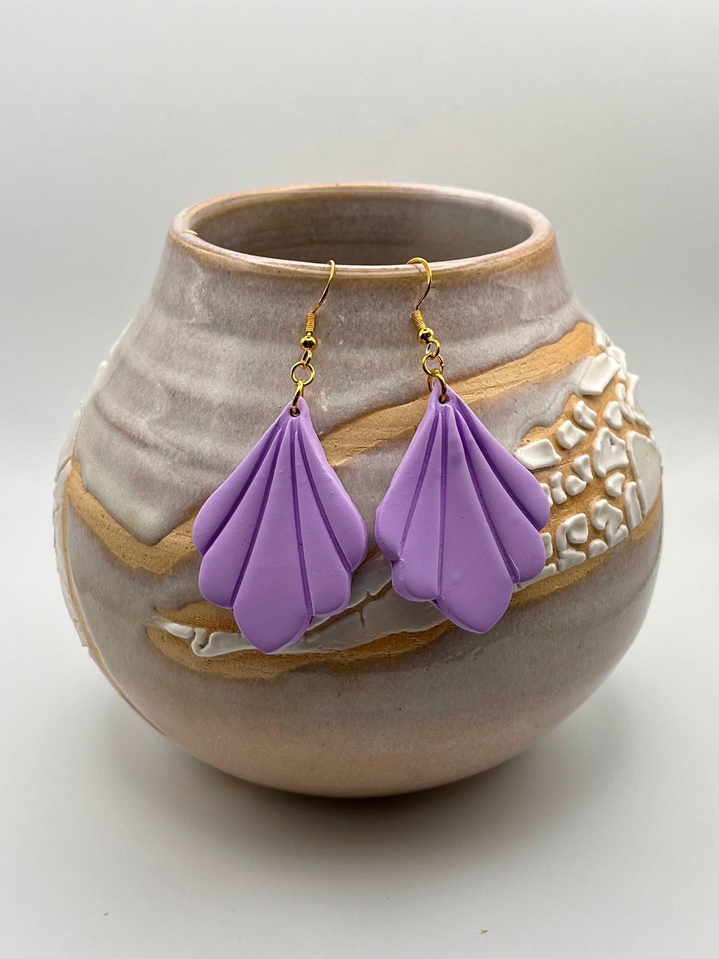 Scallop Flower Clay Earrings