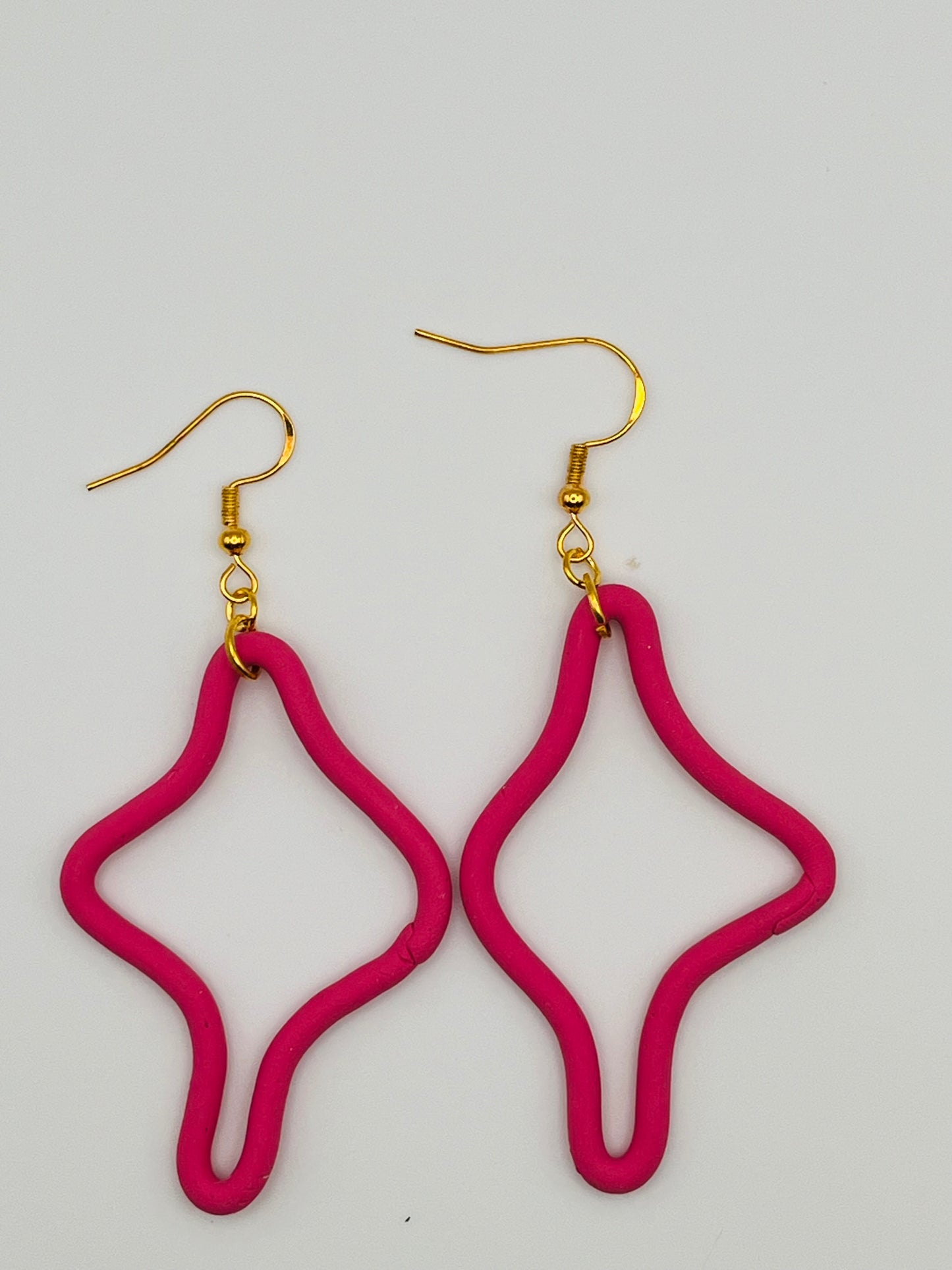 Crazy Shaped Pink Clay Earrings