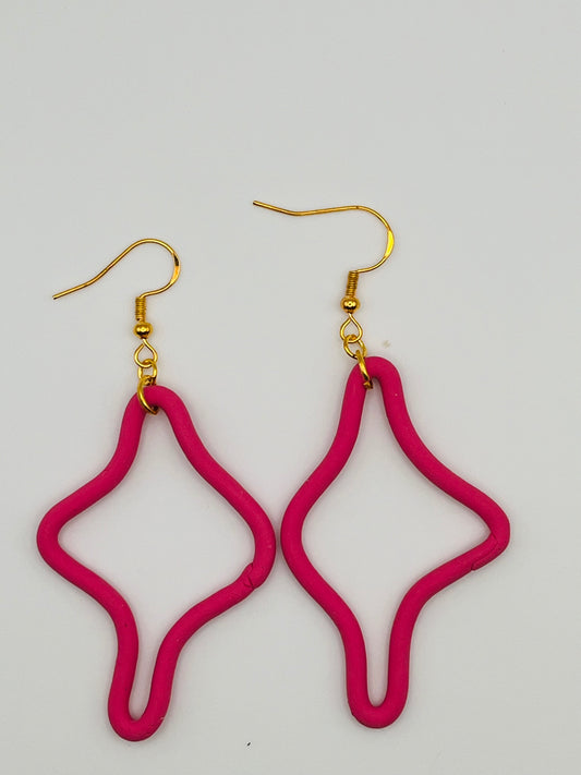 Crazy Shaped Pink Clay Earrings