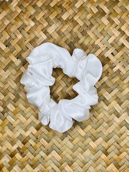 White & Gold  Polyester Scrunchies