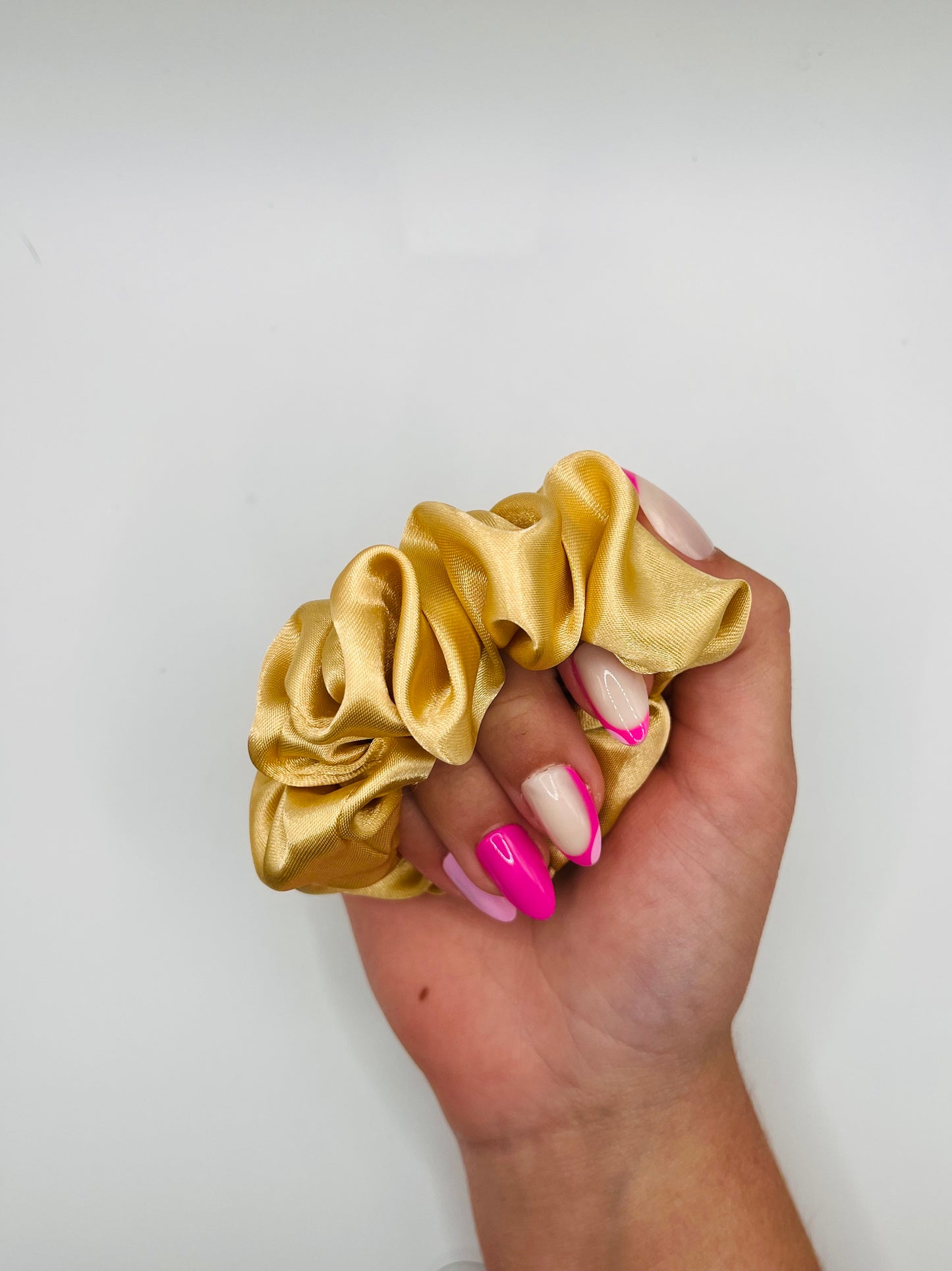 White & Gold  Polyester Scrunchies