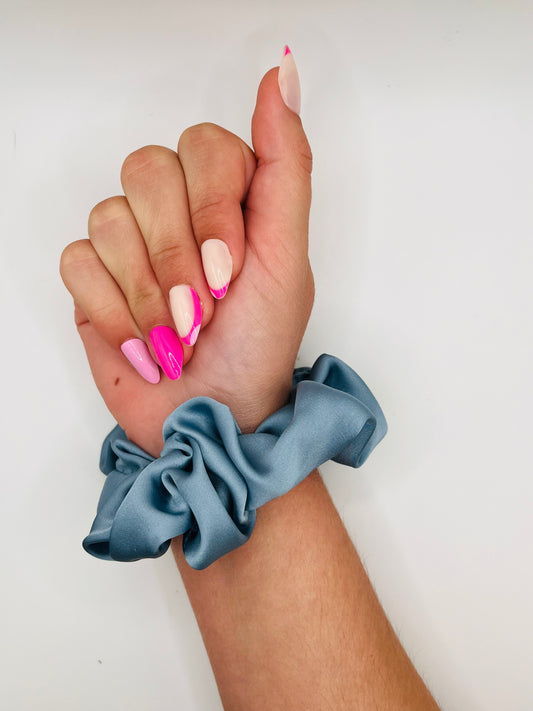 Teal Silk Scrunchies