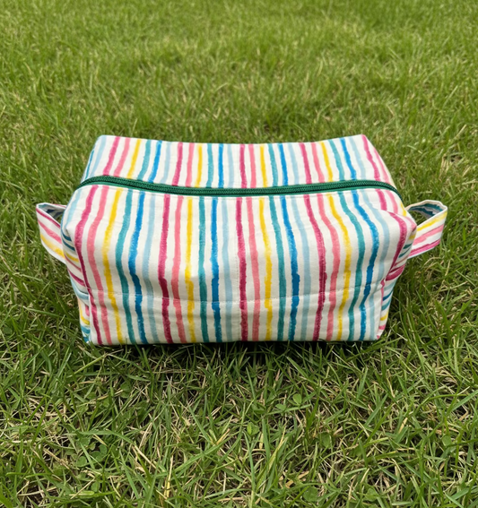Rainbow Quilted Boxy Makeup Pouch