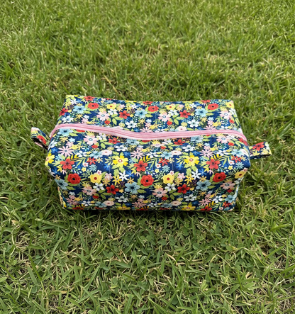 Floral Quilted Boxy Makeup Pouch