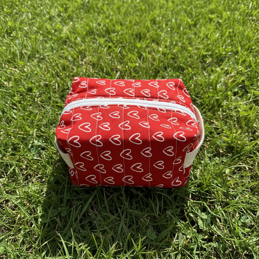 Heart Quilted Boxy Makeup Pouch