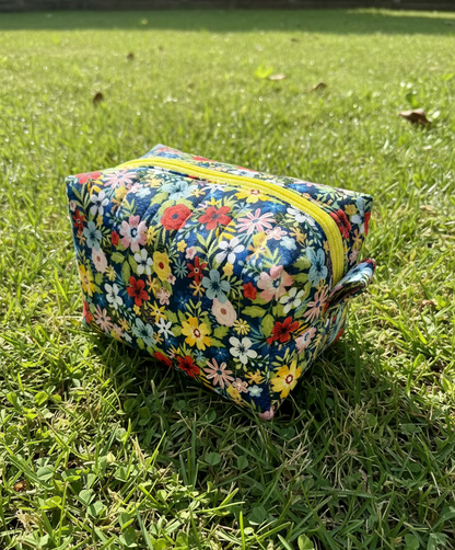 Floral Quilted Boxy Makeup Pouch
