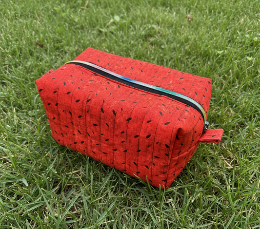 Watermelon Quilted Boxy Makeup Pouch