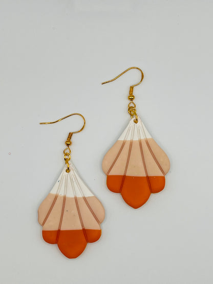 Scallop Flower Candy Corn Clay Earrings