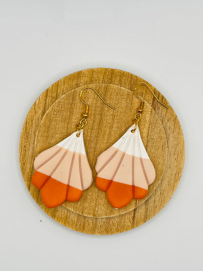 Scallop Flower Candy Corn Clay Earrings