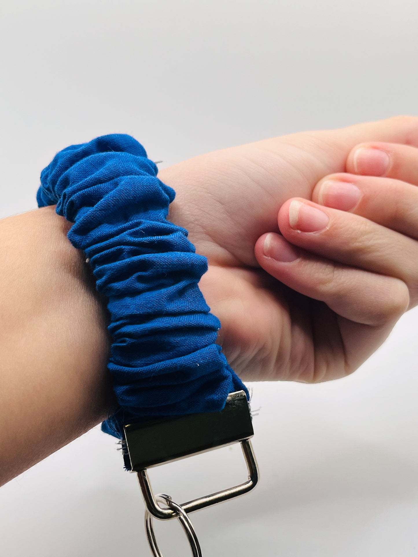 Blue / Light Blue Handmade Key Wristlet Keychain Scrunchie Accessory