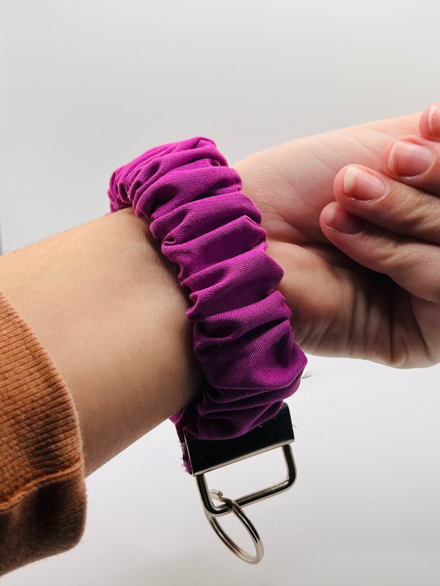 Purple / Magenta Handmade Key Wristlet Keychain Scrunchie Accessory