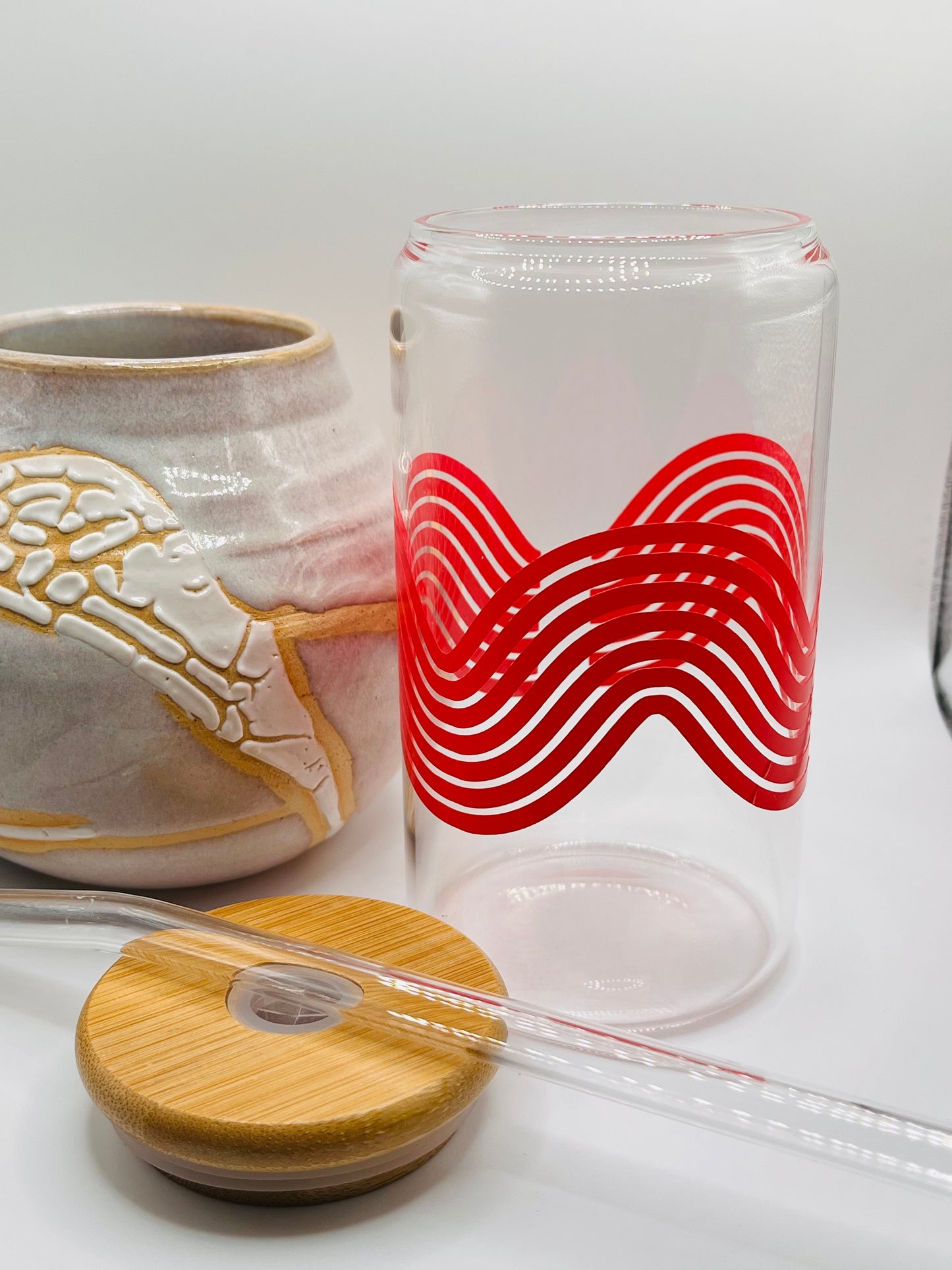 Rainbow Waves Iced Coffee Glass Cup