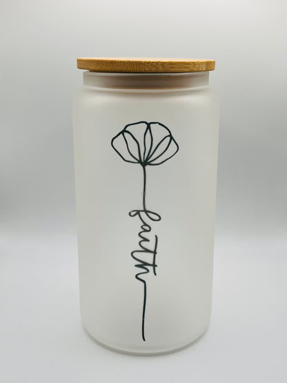 Faith Flower Frosted Coffee Glass