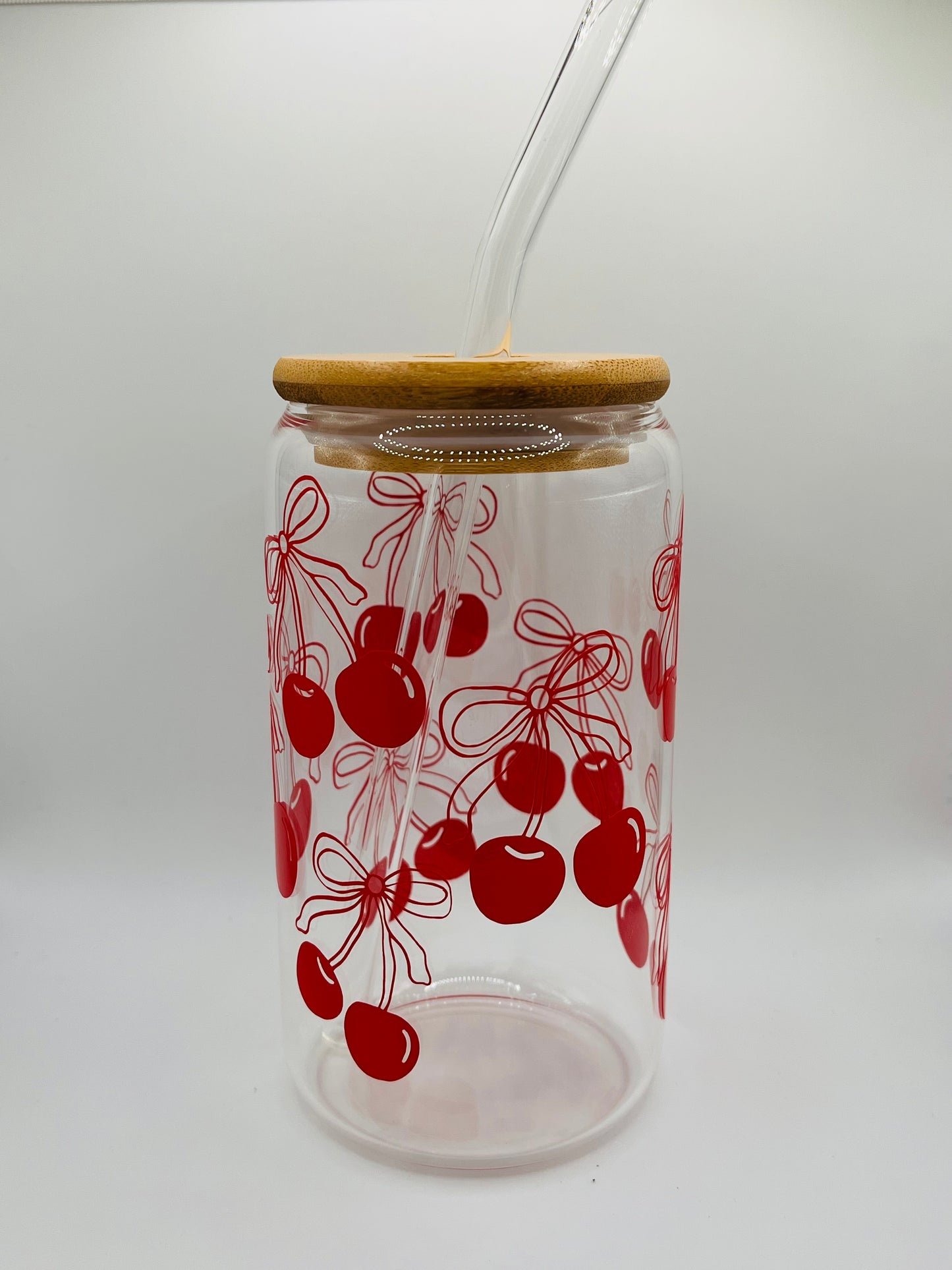 Cherry Bow Iced Coffee Glass