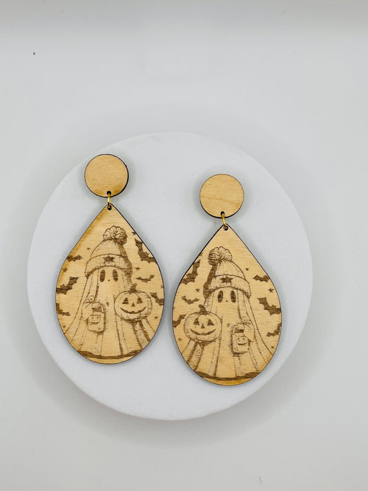 Fall Ghost Wood Earrings