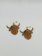 Highland Cow Dangle Wood Earrings