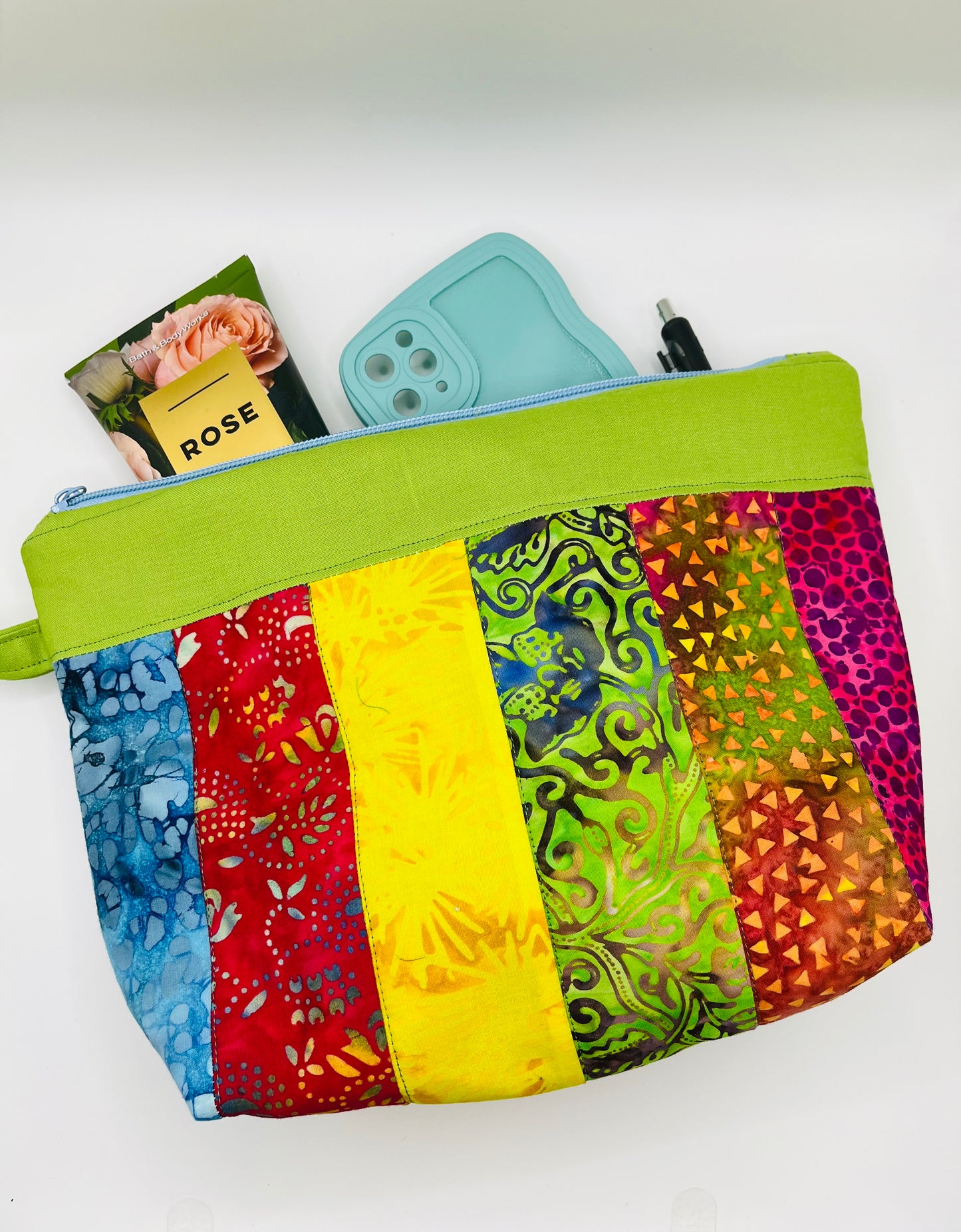 Green Patchwork Pouch Bag