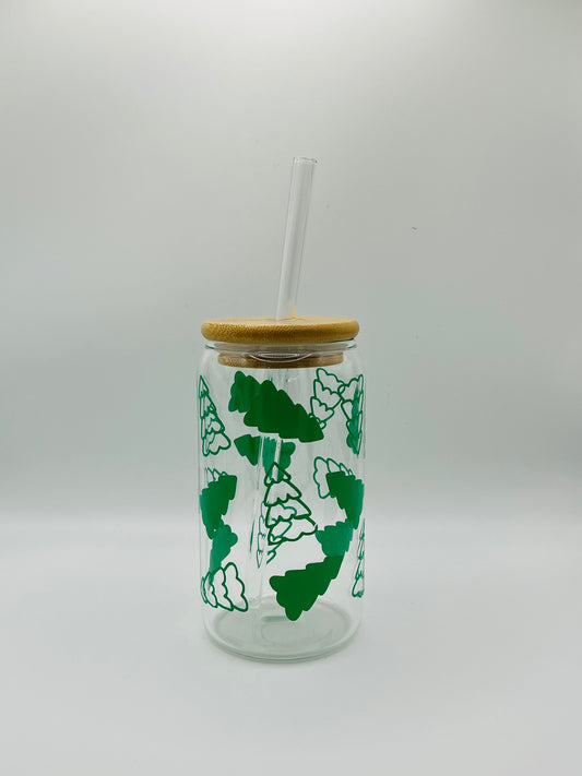 Christmas Trees Iced Coffee Glass