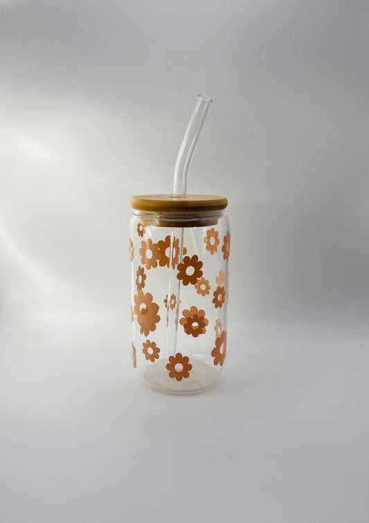 Pink Daisy Iced Coffee Cup