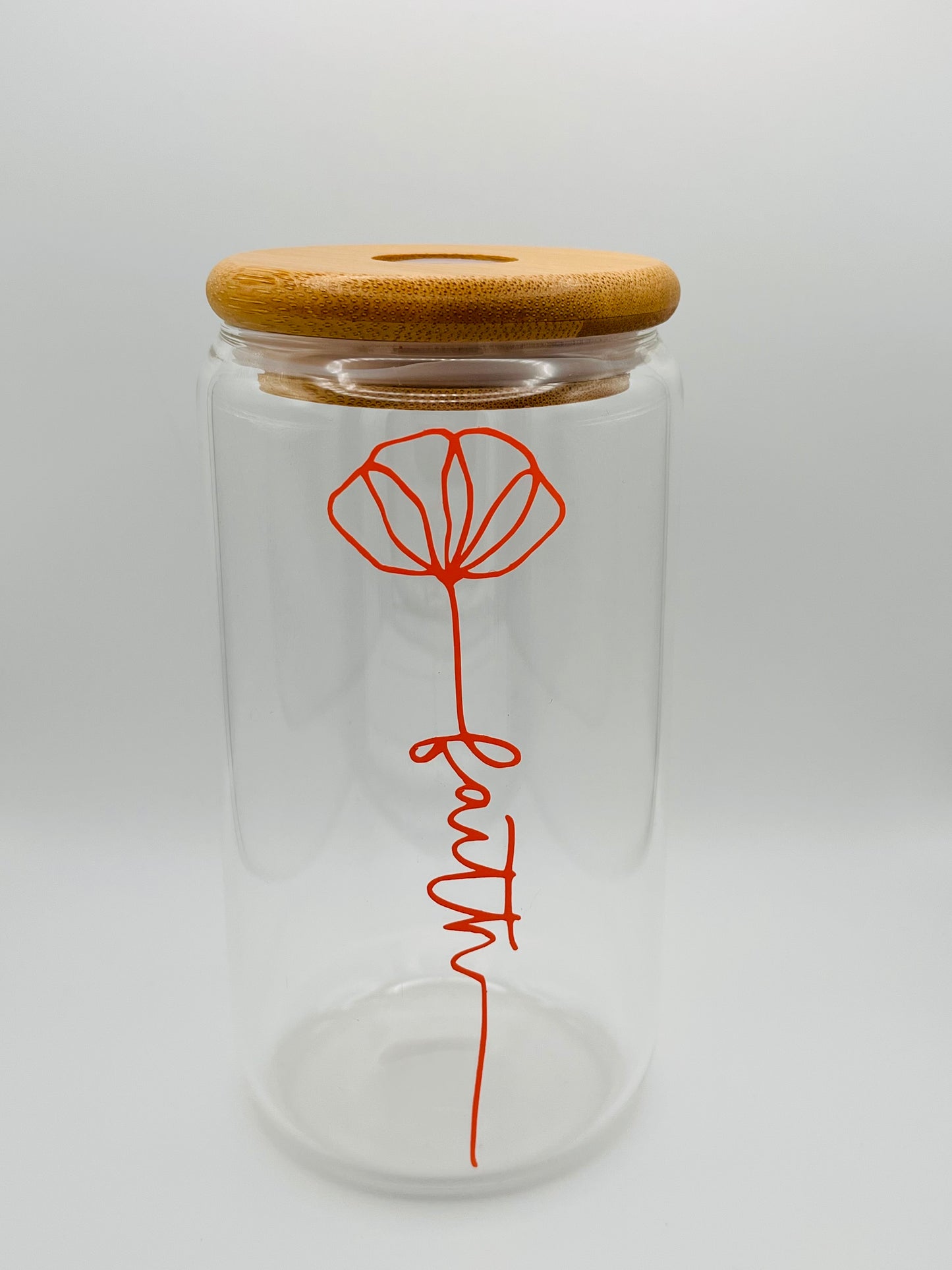 Faith Flower Iced Coffee Glass