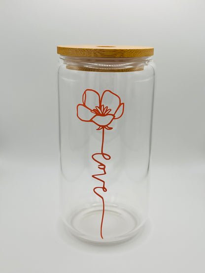 Love flower Iced Coffee Glass