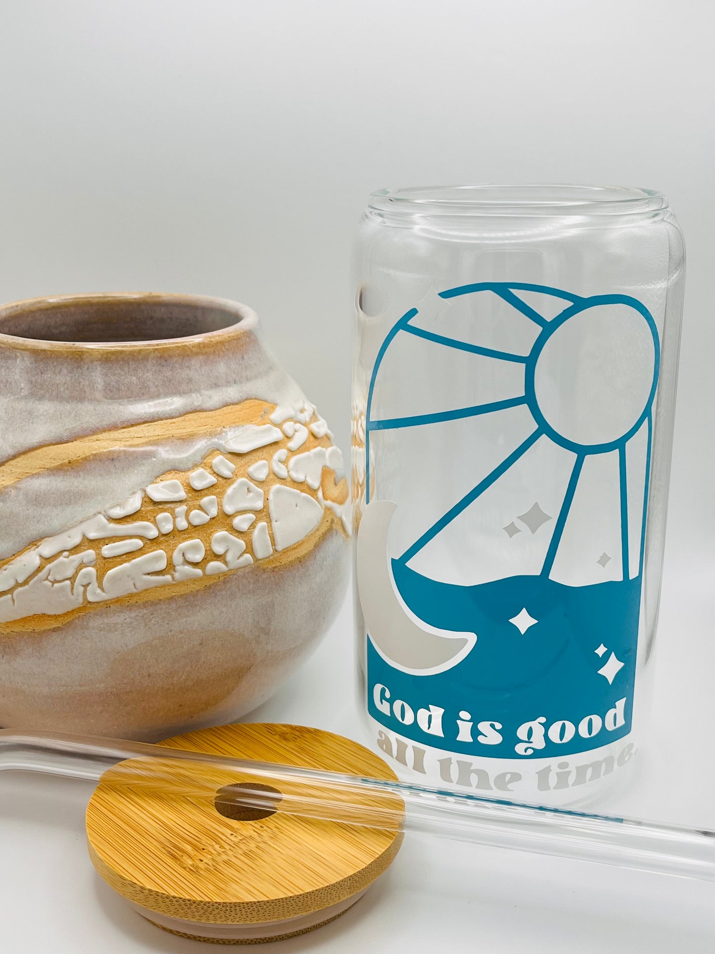 God Is good all the time Iced Coffee Glass